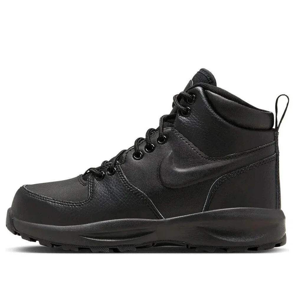 Nike Manoa Leather BQ5372-001 Boots Kids US 4 Triple Black Rugged Lace Up NR5739 - Picture 3 of 12